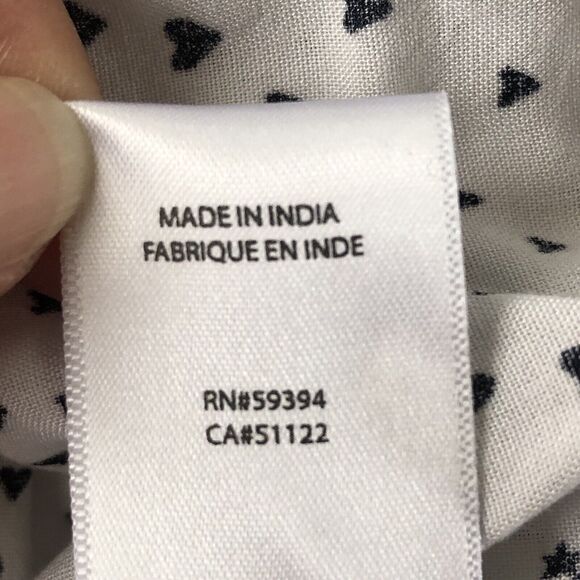 Beach Lunch Lounge White Black Heart Print Sleeveless Button Down Blouse Large - Picture 6 of 11